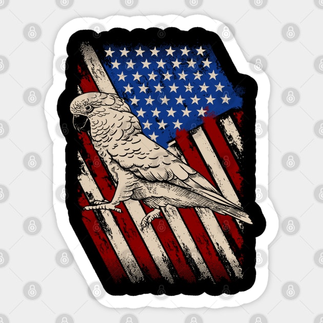 Cockatoo Parrot Bird American Flag USA Patriotic 4th of July Sticker by Africanob